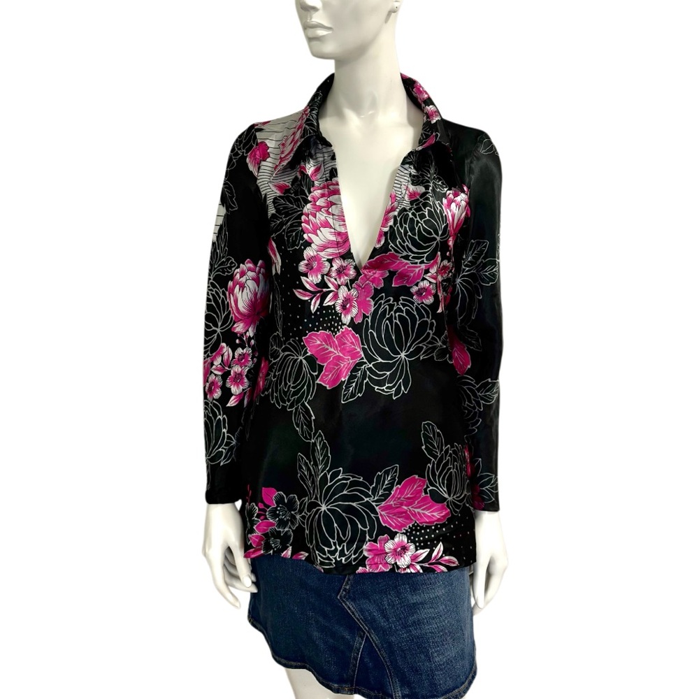 Vintage Y2K Sinequanone  Dark Floral Blouse